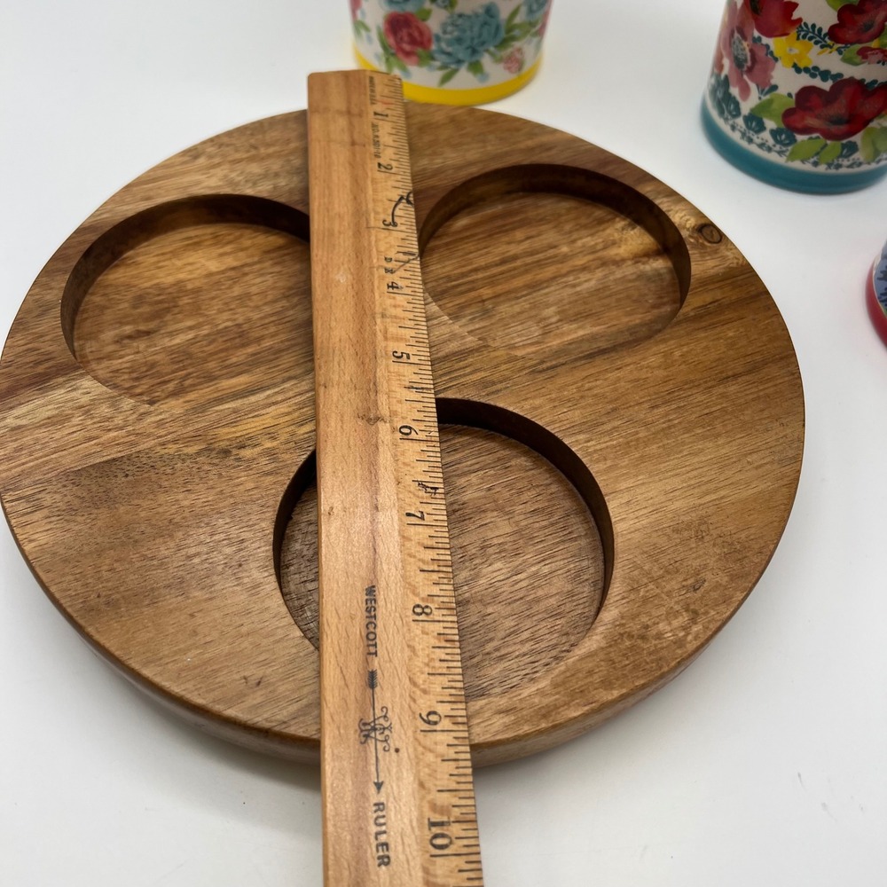 Pioneer Woman Floral Medley 3 Compartment Stoneware Utensil Holder Lazy Susan - Picture 4 of 15